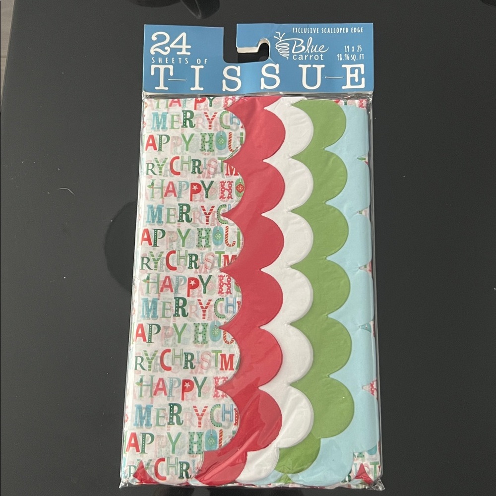🎅🏼24 Sheets Tissue Paper Exclusive Scalloped Edge Papier de soie